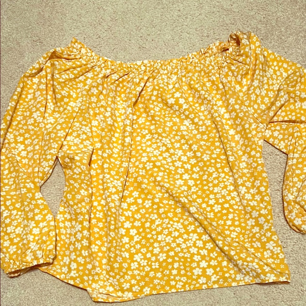Yellow floral off the shoulder top